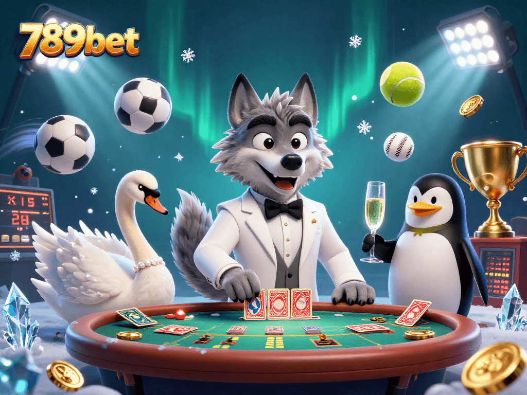 Engaging gameplay at a vibrant 789bet baccarat table with animated characters and dynamic sports elements.