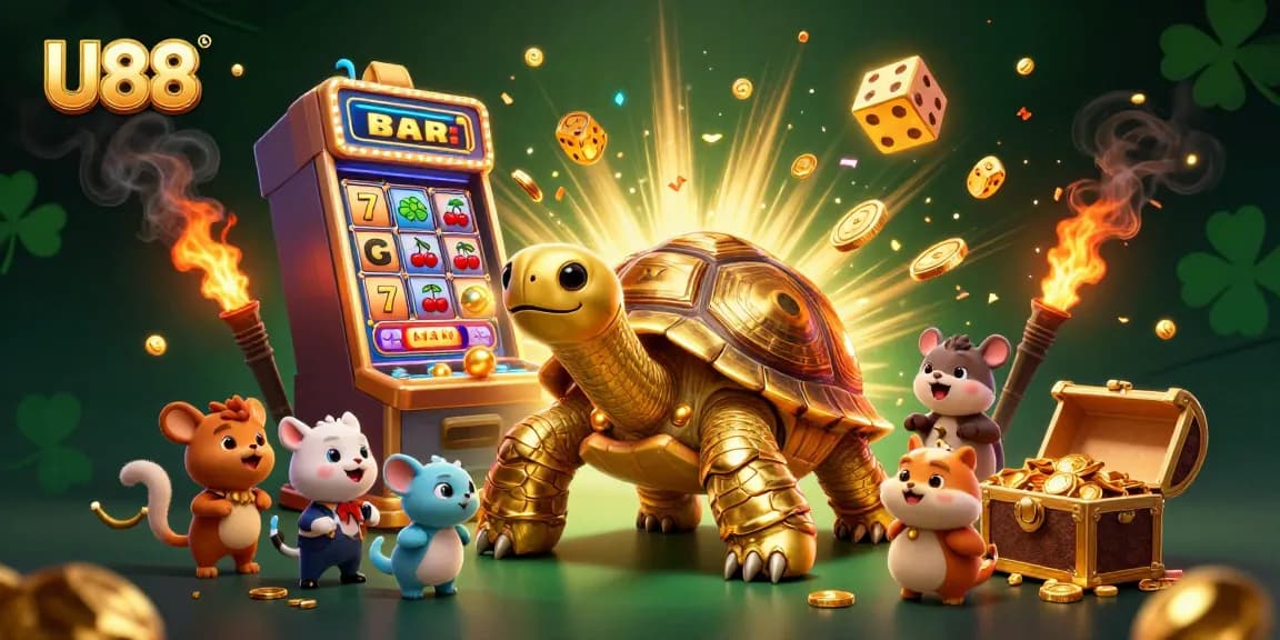 U88 offers thrilling gaming experiences with a golden tortoise pinball machine and exciting slot explosions.