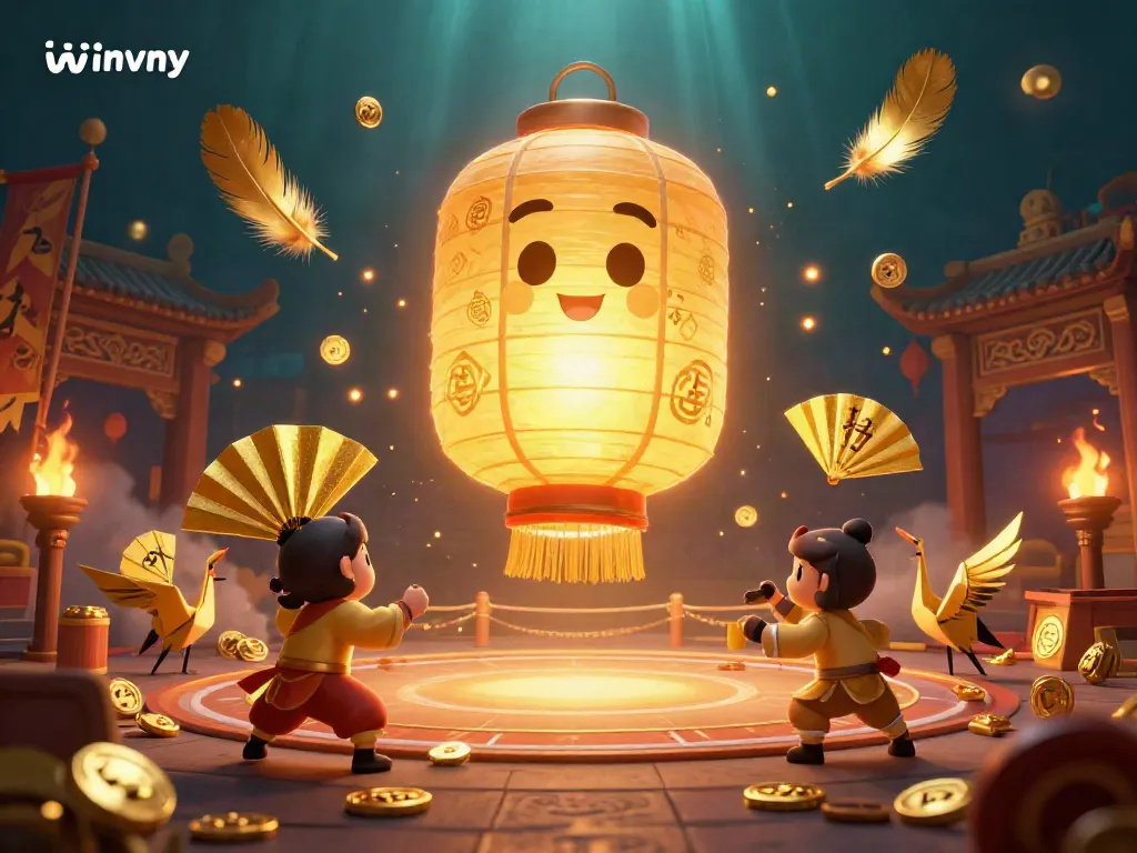 Experience the thrill of winvny at a night market casino with a golden lantern spirit and dynamic game elements.