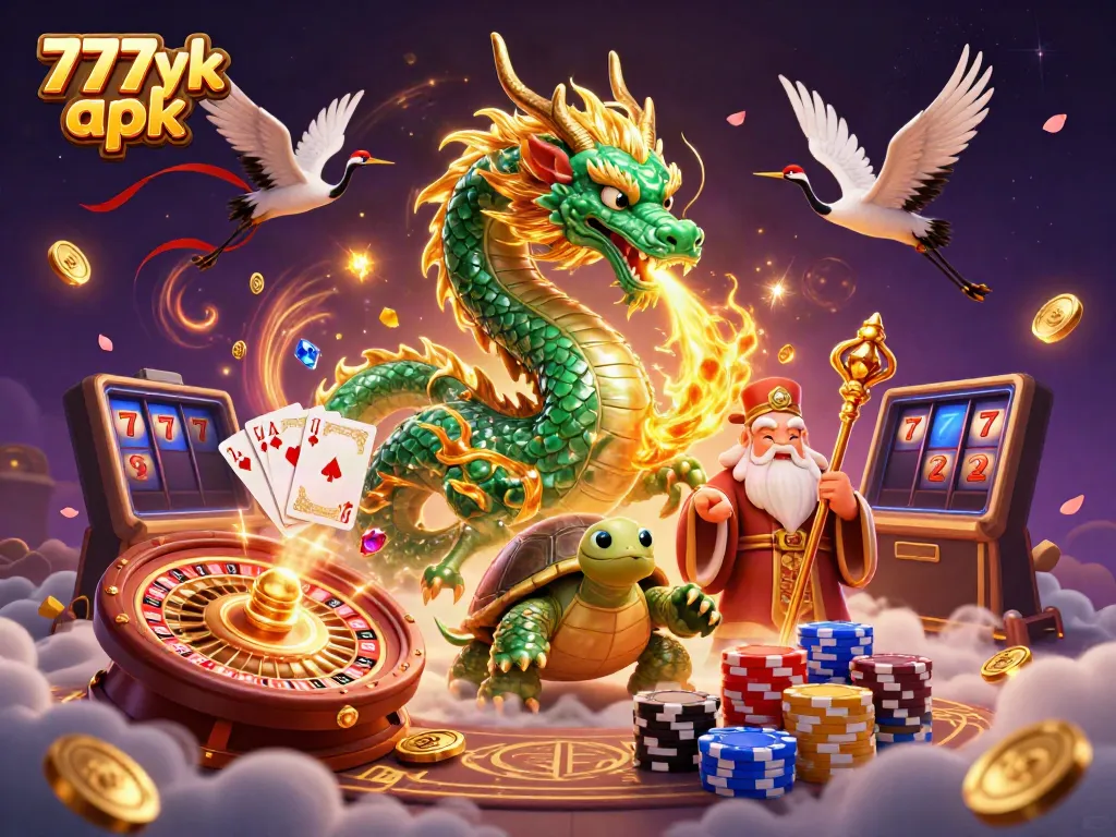 Experience thrilling adventures with the 777yk apk dragon amid cascading coins and magical elements.