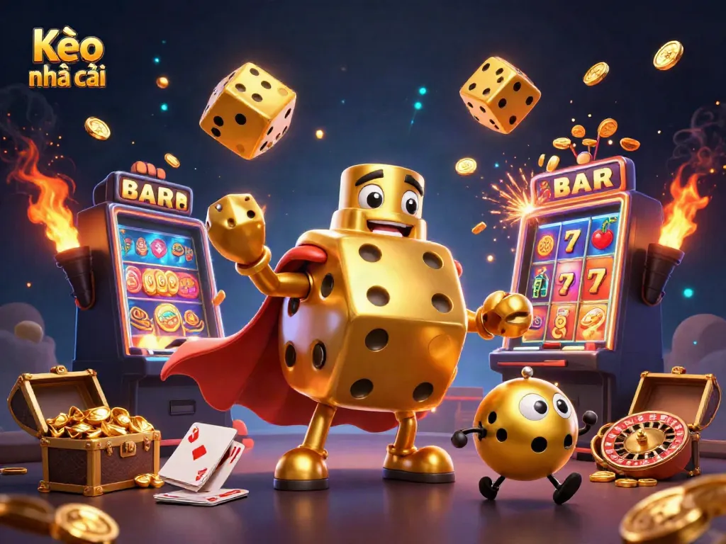 Engage with Kèo nhà cái in a vibrant casino scene featuring dynamic characters and casino elements.