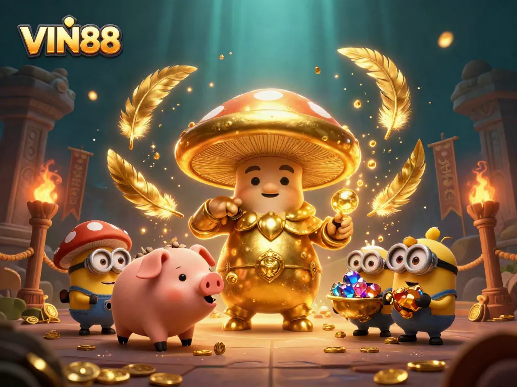 Join the fun with VIN88's magical casino adventure, featuring vibrant wizards and treasures!
