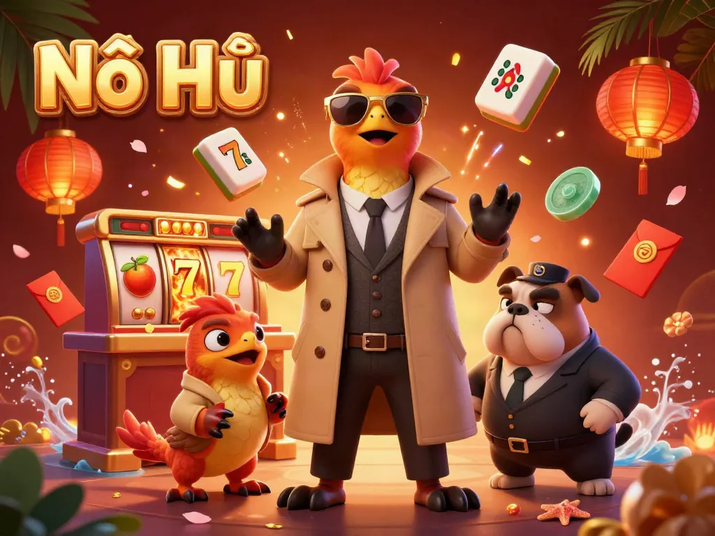 Experience Nổ Hũ excitement with raptors attempting VIP entry amidst vibrant casino elements.