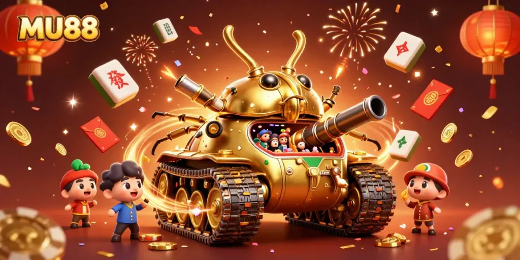 Experience the thrilling action at MU88 with a vibrant casino tank scene bursting with celebrations.