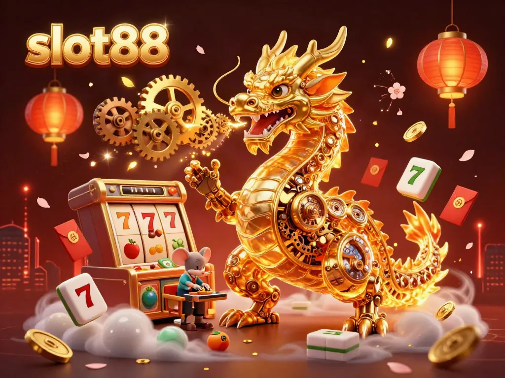 Engage with slot88 as the golden dragon guards slot reels, firework elements, and festive lanterns.