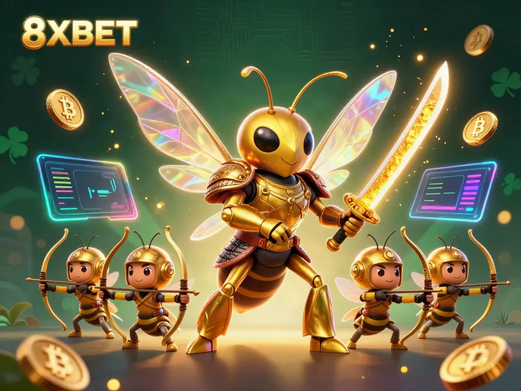 Experience thrilling adventures with 8XBET, featuring a dynamic gaming scene showcasing innovative casino elements.