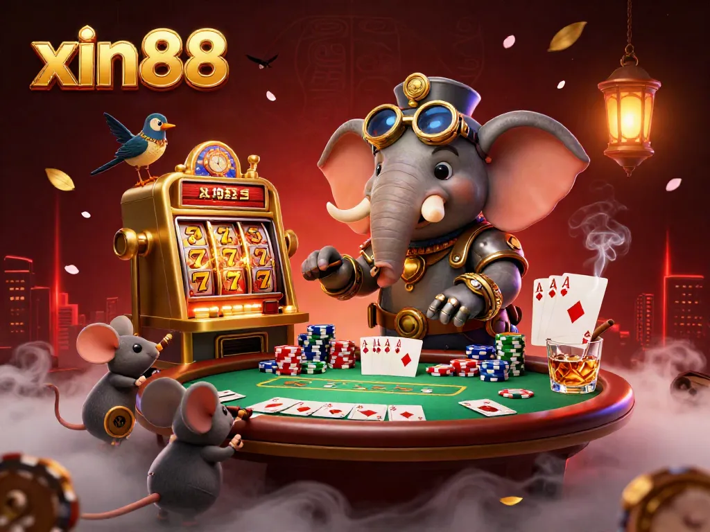 Experience exhilarating gaming at xin88 with vibrant slot machines, poker tables, and thrilling characters.