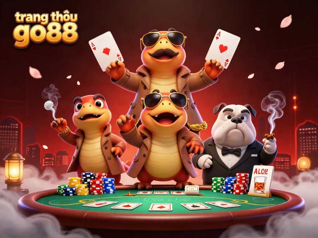 Three raptors in a trench coat humorously attempt entry at the VIP lounge of trang chủ go88 casino.