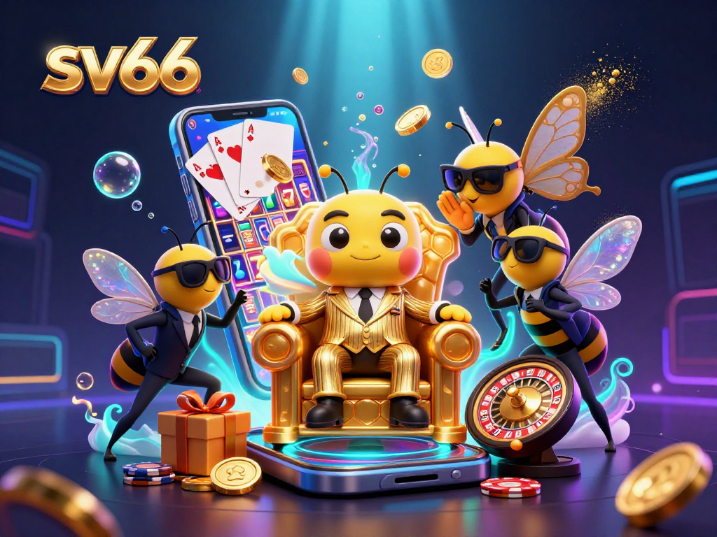Spin the reels at sv66 with exciting slots, featuring bumblebee mob boss in a dynamic casino scene.