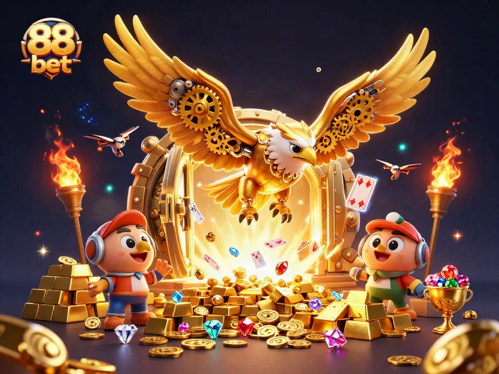 Experience thrilling wins with 88 bet in this vibrant casino illustration showcasing excitement and gaming.