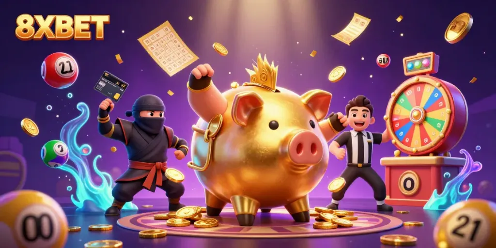 Experience thrilling gameplay at 8XBET with a vibrant scene of excitement and wagering.