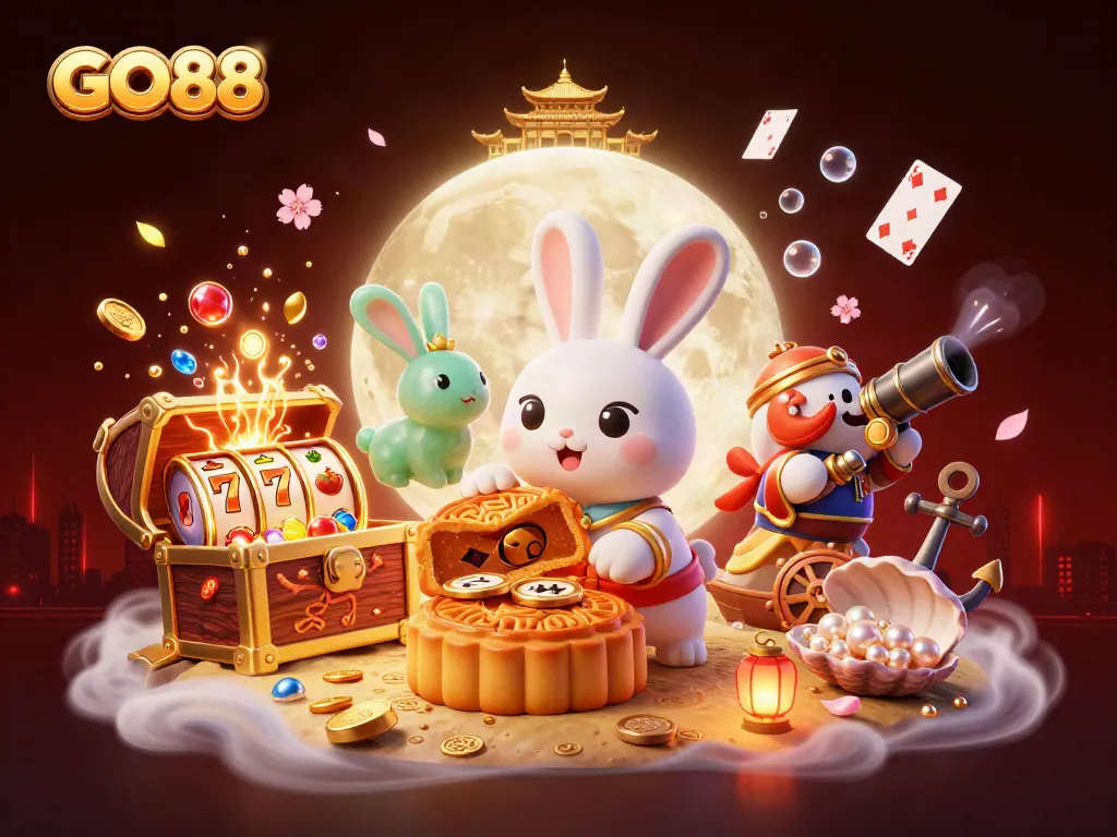 Engaging GO88 casino experience featuring a lunar rabbit scene with vibrant gameplay elements.