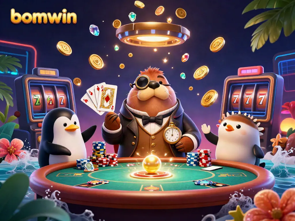 Experience bomwin's exciting underwater poker scene with delightful characters and casino elements