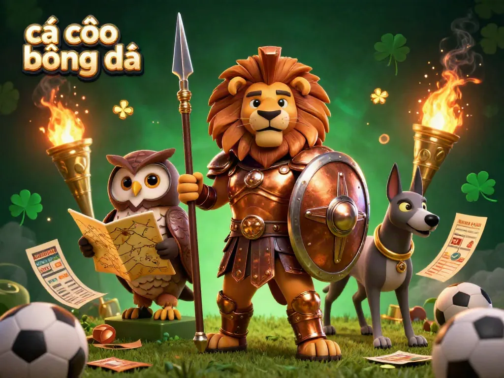 Engage in exciting cá cược bóng đá with a dynamic 3D scene featuring characters and vibrant betting elements.